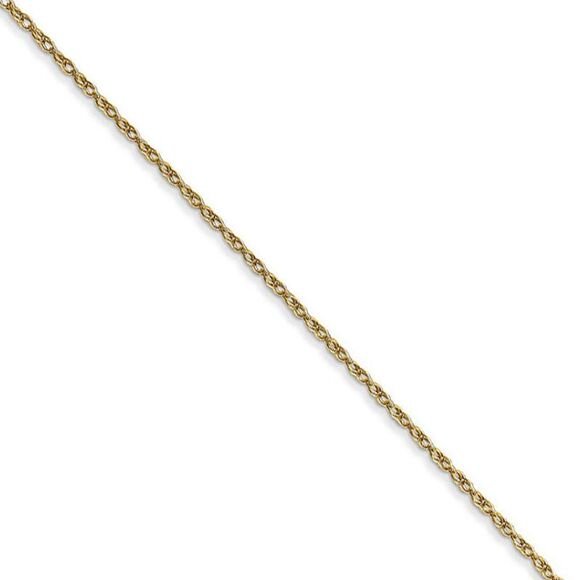 0.7mm 10k Yellow Gold Cable Rope Chain Necklace 18 Inch